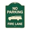 Signmission Designer Series-No Parking Fire Lane, Green Heavy-Gauge Aluminum, 24" x 18", G-1824-9961 A-DES-G-1824-9961 - alternate 1